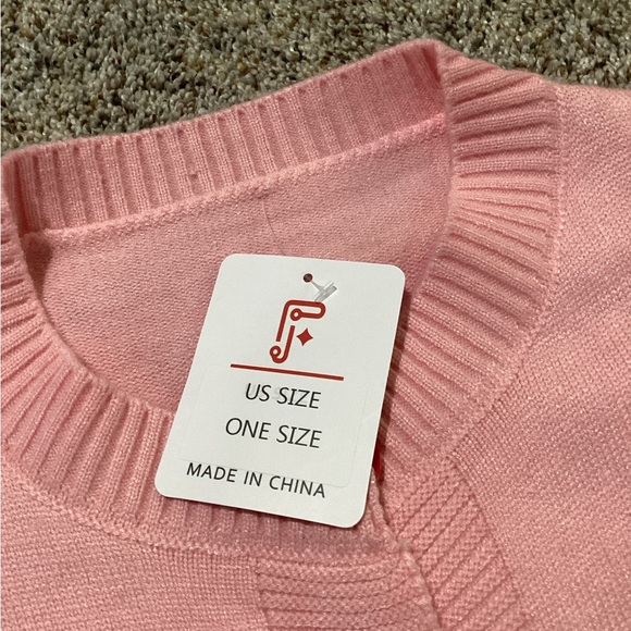 Findthy Sweater Women Knitted Pink Cardigan Valentines Heart Printed Bottons - Picture 11 of 12